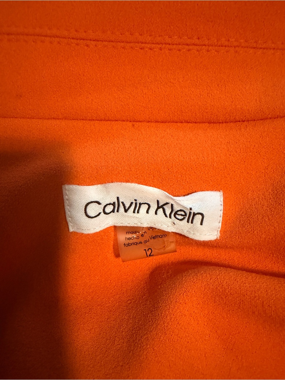 Calvin Klein Bright Orange Sleeveless Zip-Front Midi Dress - Picture 2 of 5